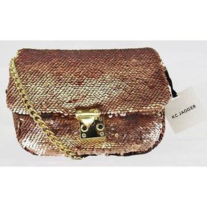 KC JAGGER IVORY Pale Pink Sequin Shoulder Bag